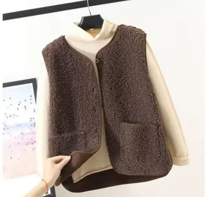 Dames Teddy Bodywarmer Zachte Gilet Trendy Basic