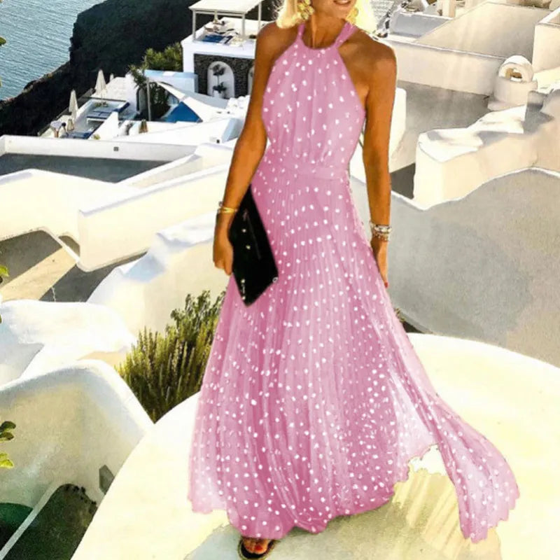 Boheemse Jurk Plooien Geplooide Maxi Jurk Patchwork - Mode Vibes