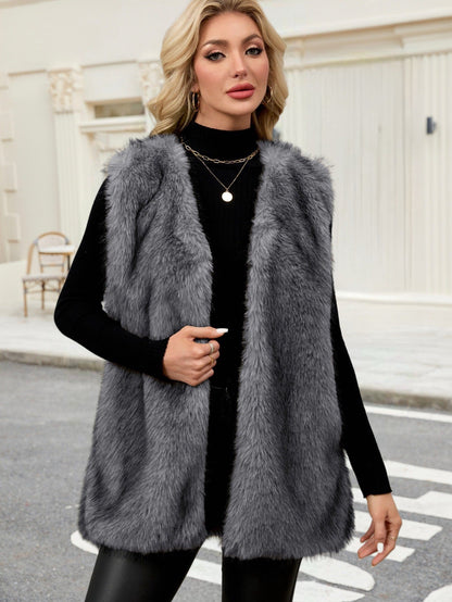 Dames Faux Fur Bodywarmer Gilet Trendy Zwart Wit