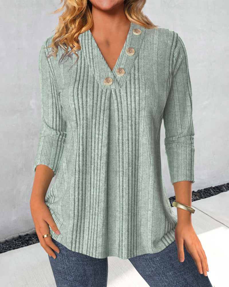 Groene Blouse Effen Katoen Vrouwelijk Model - Mode Vibes
