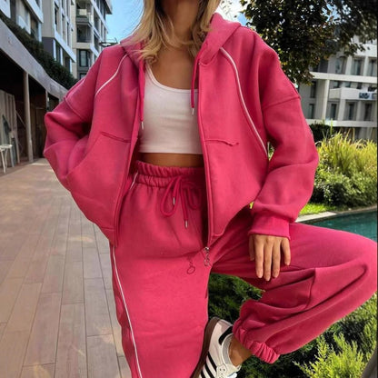 Dames Joggingset Sportief met Capuchon Vest en Jogger