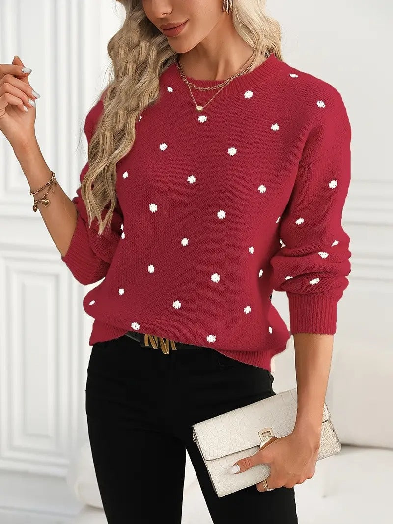 Dames Gebreide Trui met Polkadots Stijlvolle Trendy Look