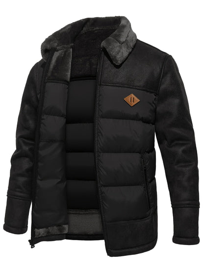 Warme Fleece Jas voor Heren Zwart Winterjas