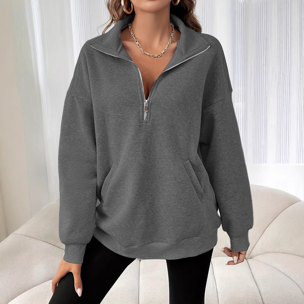 Dames Half-Zip Sweater Comfortabel Zacht Casual - Mode Vibes
