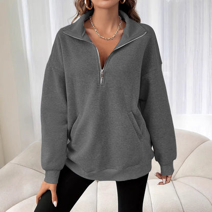 Dames Half-Zip Sweater Comfortabel Zacht Casual - Mode Vibes