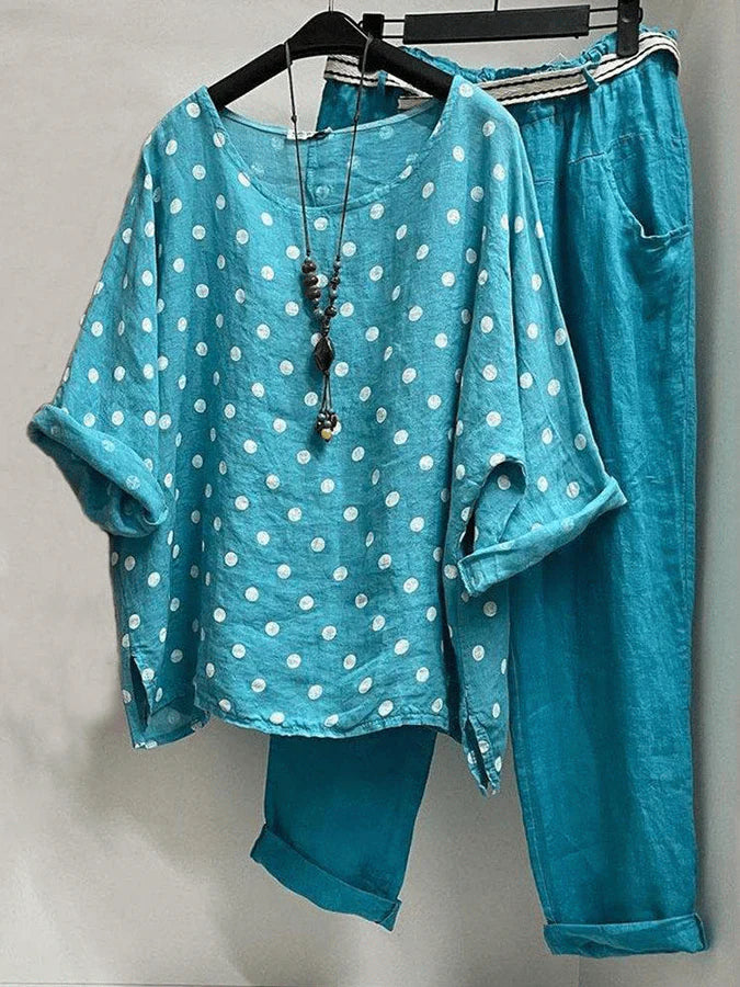 Dames Set met Stippenprint Thessa - Mode Vibes