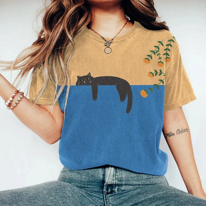 Variant image for Vespera T-Shirt Uomo – Cotone Morbido, Design a Due Toni con Gatto-1
