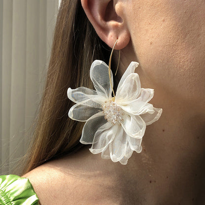 Dames Oorbellen Bloem Motief met Organza - Mode Vibes