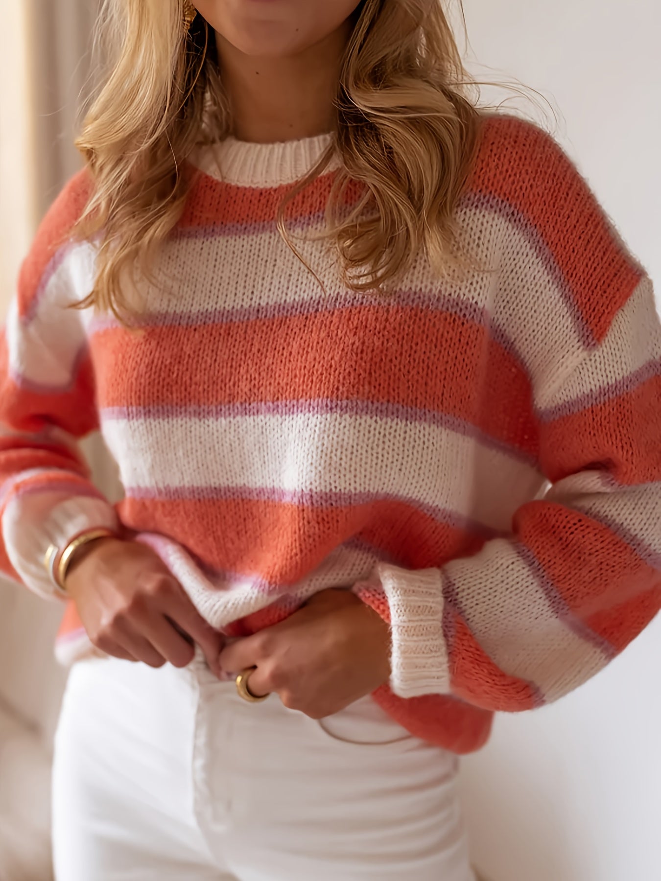 Dames Trui Gestreept Met Colorblock Regular Fit