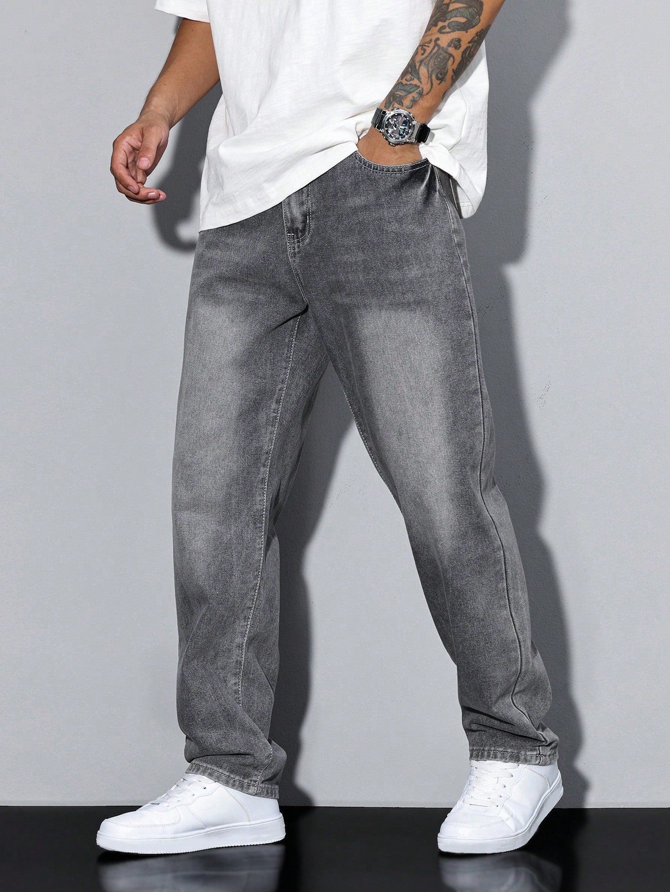 Effen Kleur Jeans voor Mannen Casual Stijl - Mode Vibes