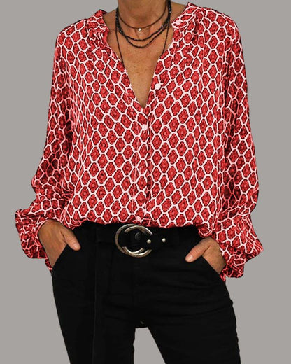 V-hals Blouse Lange Mouwen Dame Blouse Elena
