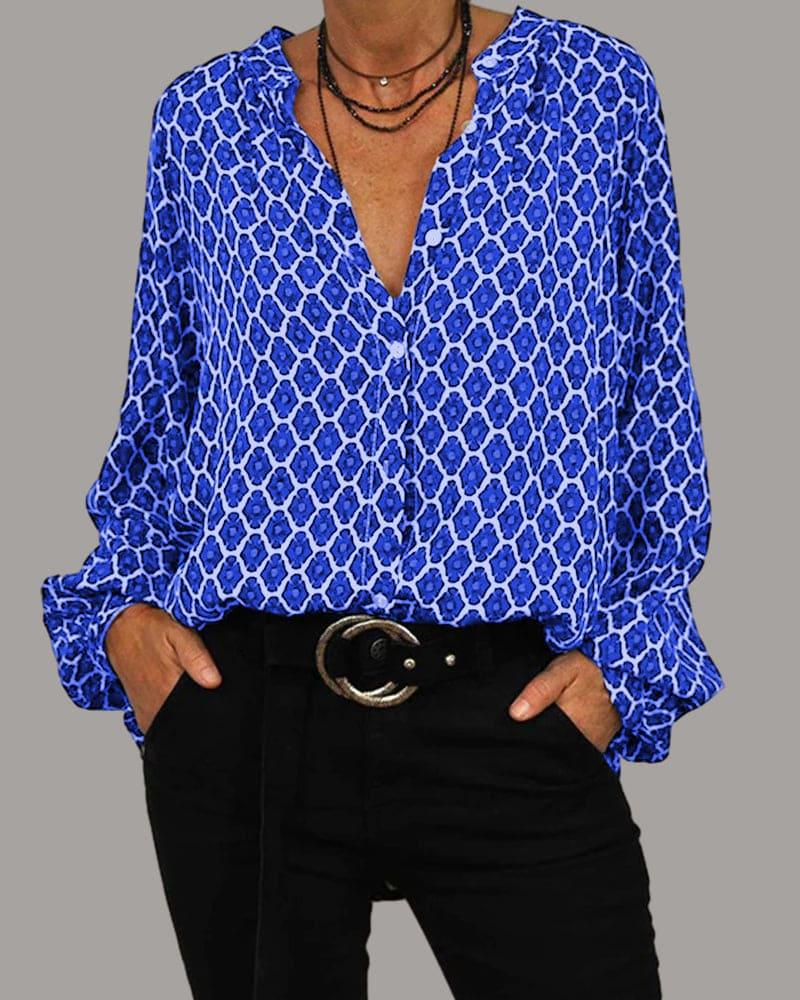 V-hals Blouse Lange Mouwen Dame Blouse Elena