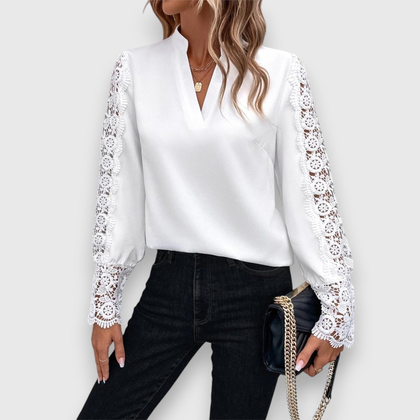 Dames Blouse van Kant Met Lange Mouw