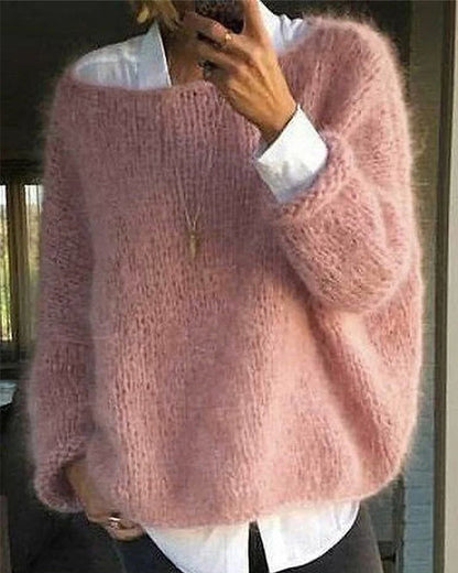 Offshoulder Pluizige Trui Zacht voor Vrouw - Mode Vibes
