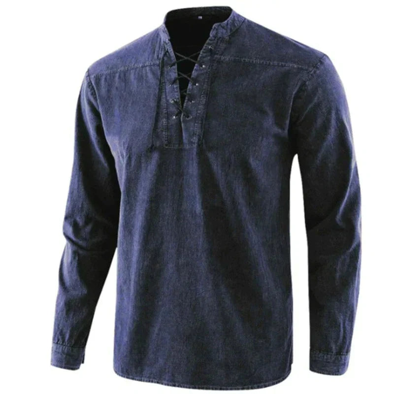 Heren V-hals Shirt Casual Katoen