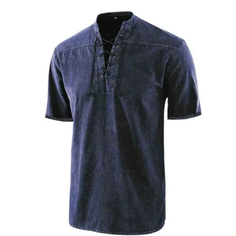 Heren V-hals Shirt Casual Katoen
