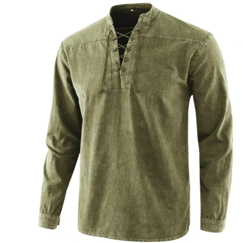 Heren V-hals Shirt Casual Katoen