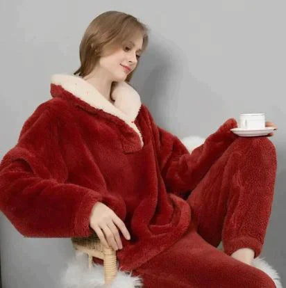 Donzige Fleece Pyjamaset voor Vrouwen Nachtwear - Mode Vibes
