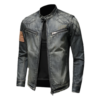 Heren Bikerjack Vintage Leer Leren Jas - Mode Vibes