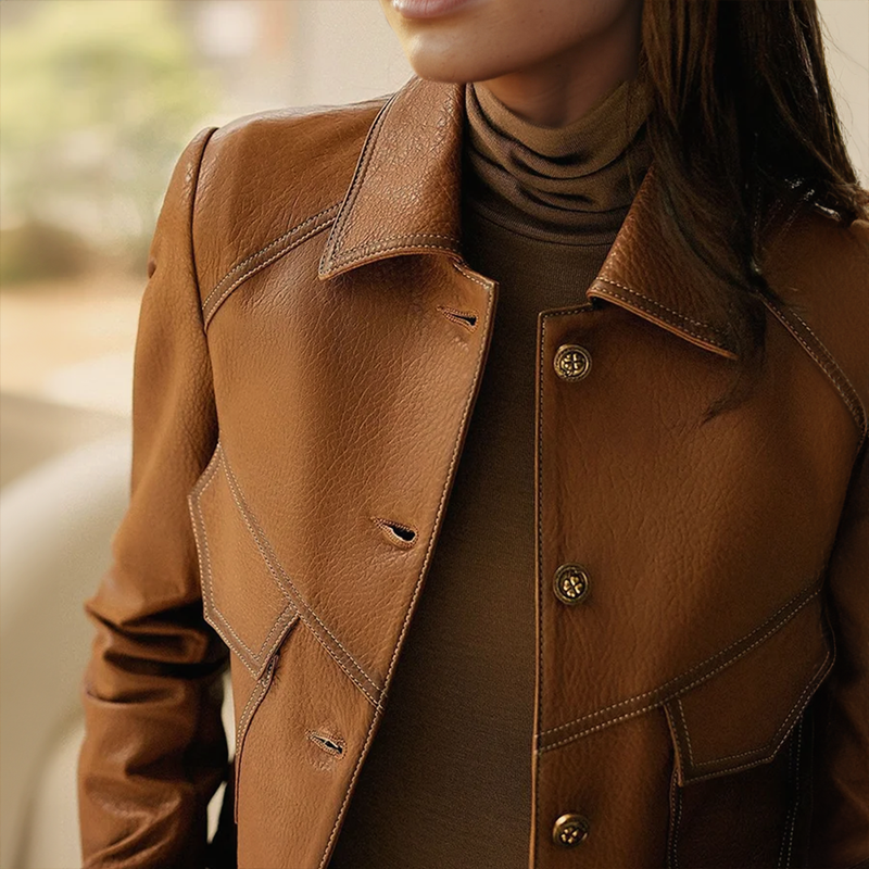 Leren Jas Cropped Elegante Korte Model