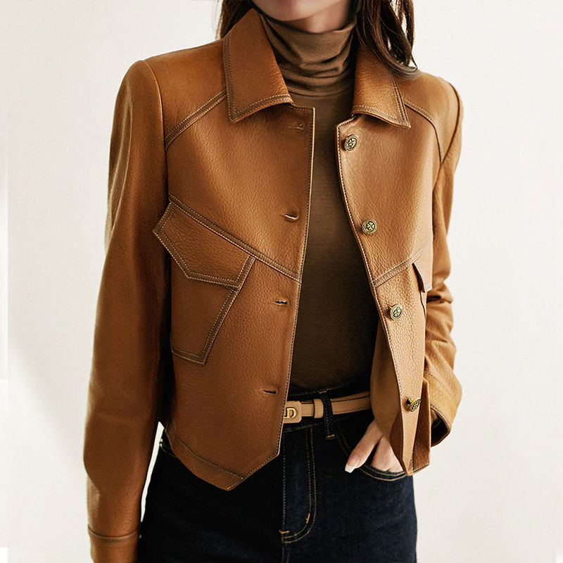 Leren Jas Cropped Elegante Korte Model - Mode Vibes
