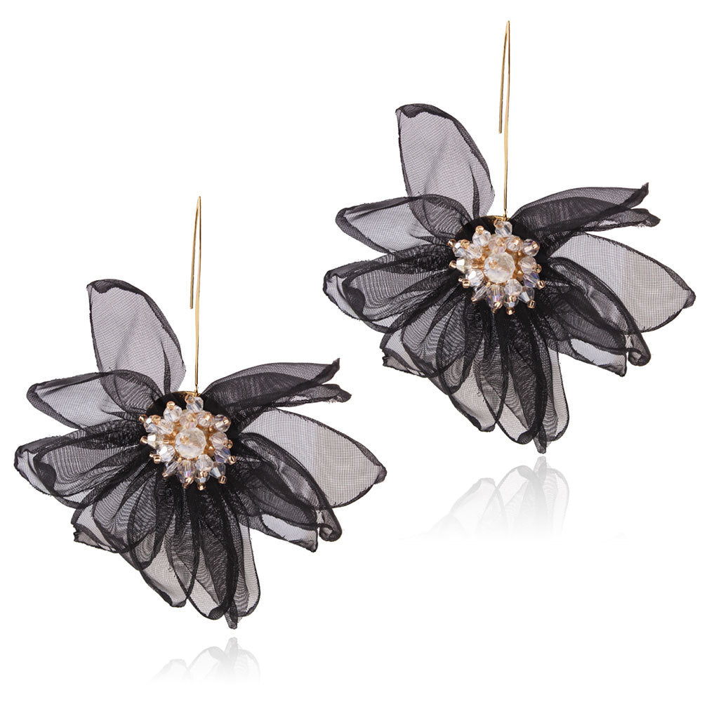 Dames Oorbellen Bloem Motief met Organza
