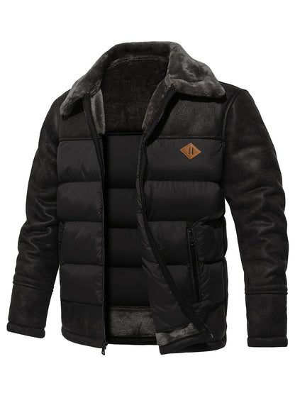 Warme Fleece Jas voor Heren Zwart Winterjas
