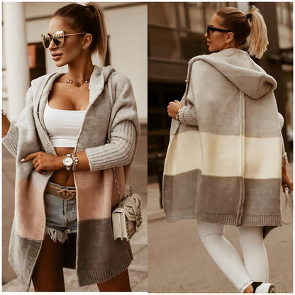Dames Cardigan Jas Colorblock Hoodie Zacht