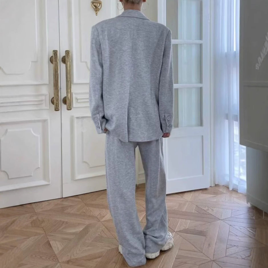 Dames Tweedelig Pak Blazer en Wijde Broek Modern Design