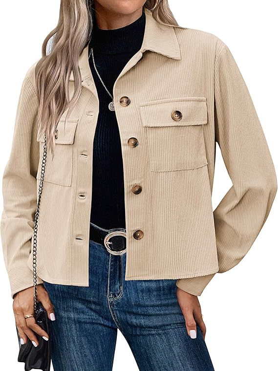 Korte Dames Corduroy Jas Trendy Bruin