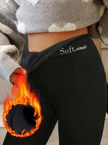 Dames High Waist Legging Fleece Voering Zacht en Comfortabel