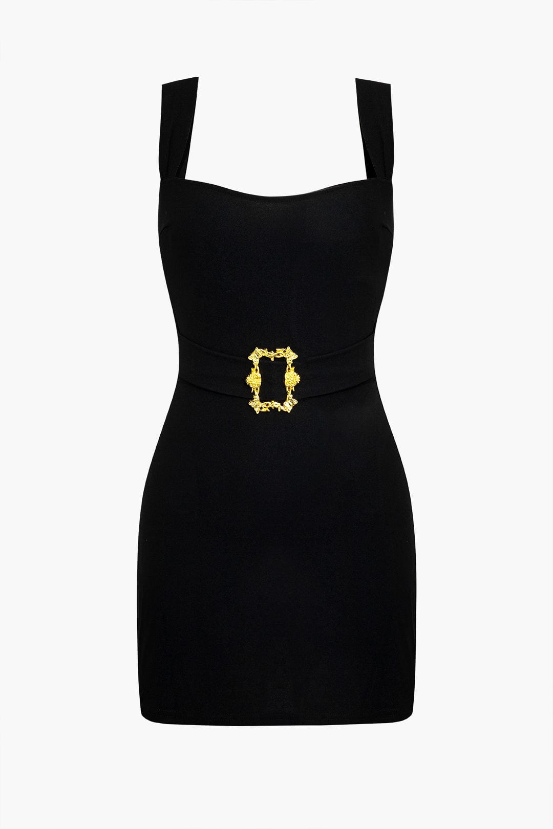 Zwarte Minidress met Gouden Ceintuur Elegante Avondjurk