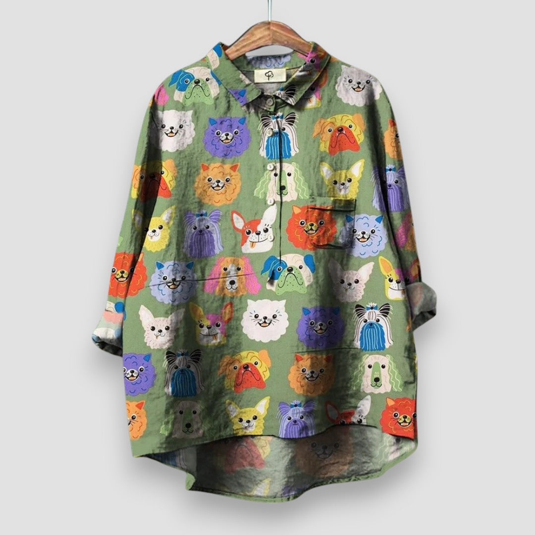 Dames Blouse Met Print Comfortabele Pasvorm