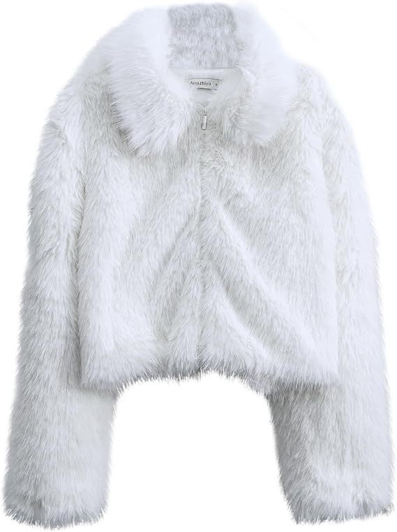 Dames Faux Fur Jas Kort Warm met Kraag en Rits