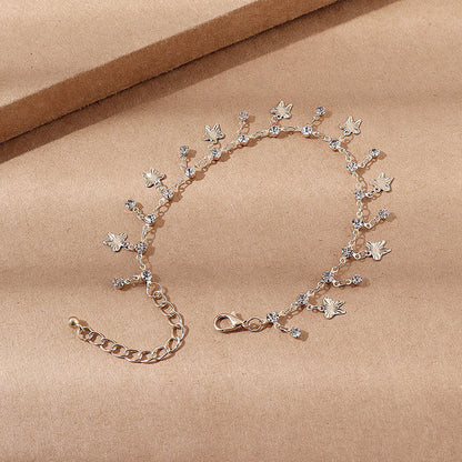 Dames Enkelbandje met Vlinders en Glitter Steentjes