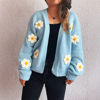 Dames Gebreide Vest met 3D Bloemen Stijlvol Warm