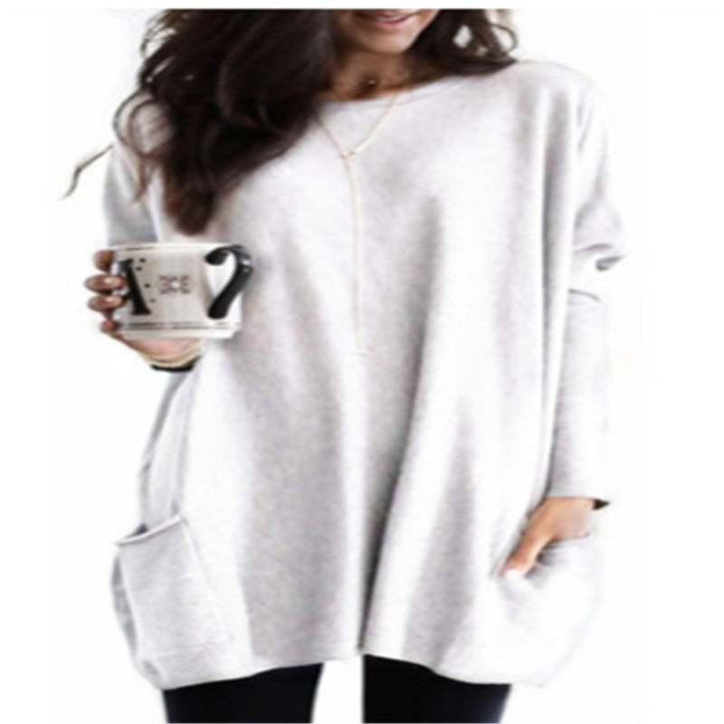 Dames Top met Lange Mouwen en Zakken Basis Collectie