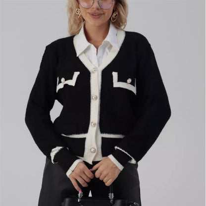 Dames Vest Parijs Look Gouden Knopen Stijlvol Contrast