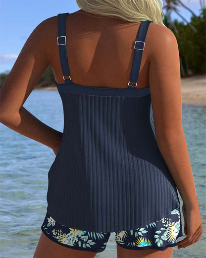 Dames Tankini Set Met Gestreepte En Short