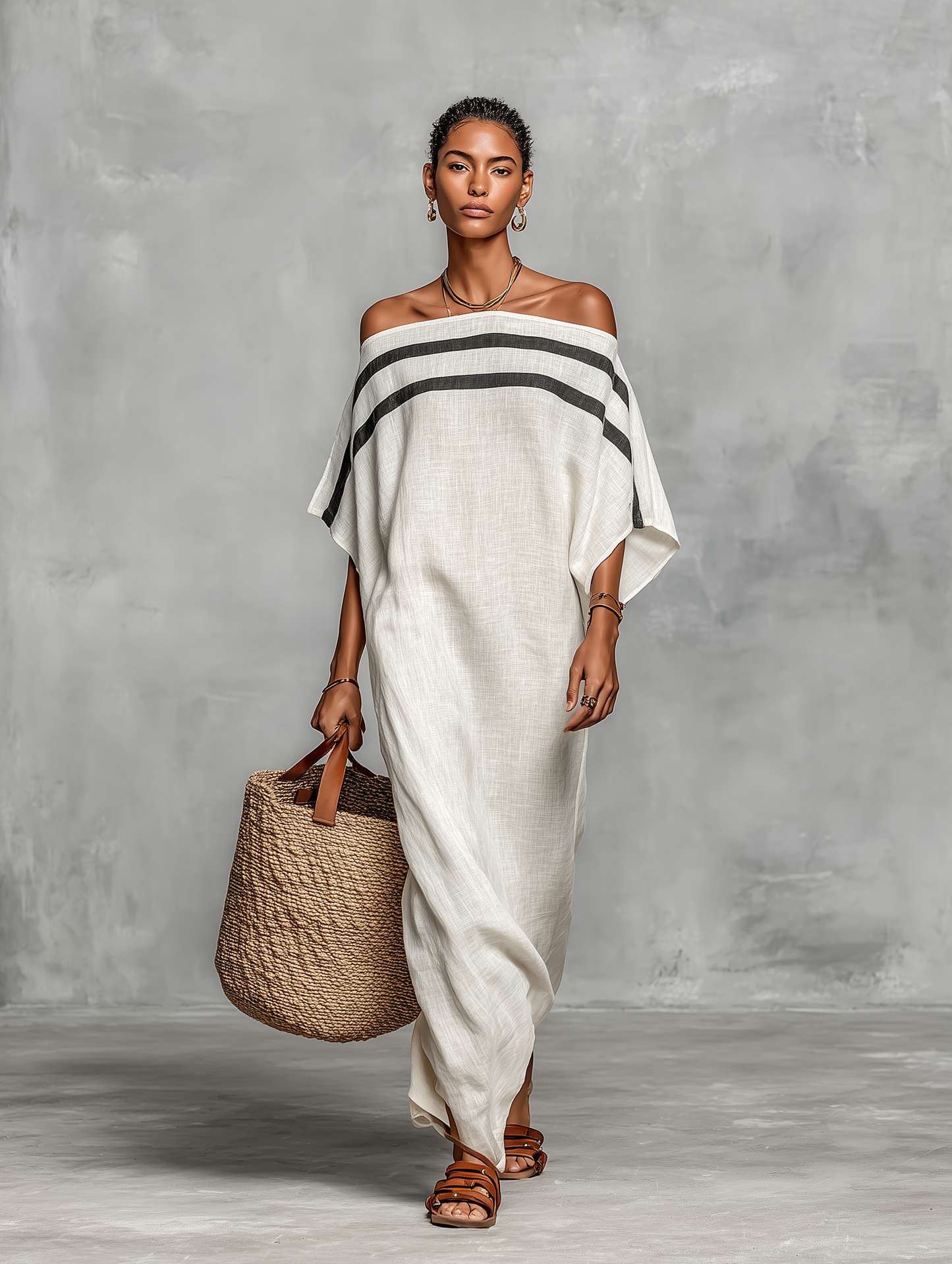 Dames Linnen Maxi-jurk Minimalistische Stijl