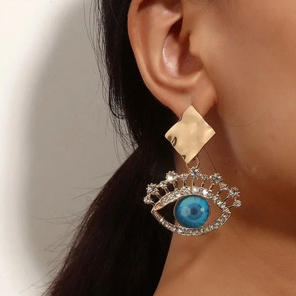 Gouden Oorhangers Boze Oog Nerina Vintage Stijl