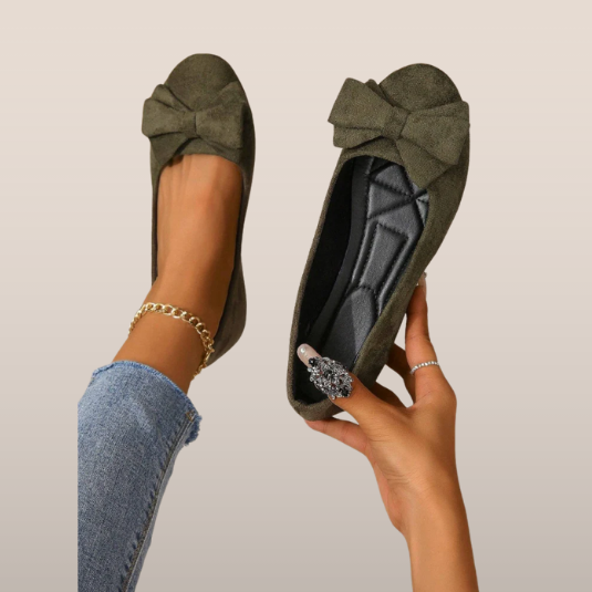 Suède Ballerina's met Strik en Comfortabele Zool - Mode Vibes