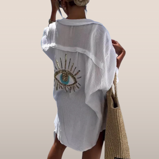 Strandtuniek Oversized Luchtig met Gouden Details - Mode Vibes