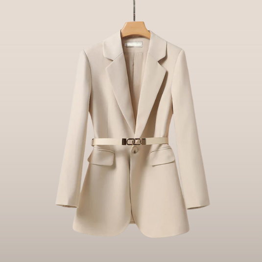 Dames Blazer met Ceintuur en Reverskraag Taille Model - Mode Vibes