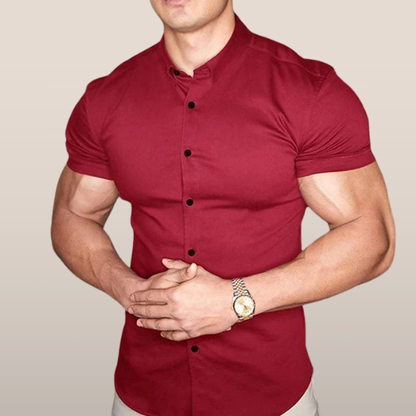 Herenoverhemd met Stretch Getailleerd Knoopsluiting - Mode Vibes