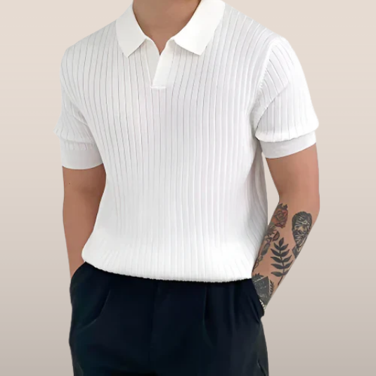 Mannen Poloshirt Korte Mouwen Geribd Casuel Stijl - Mode Vibes