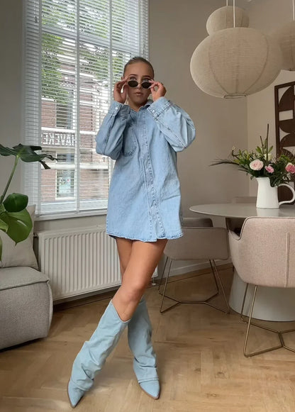 SORELLE Denim Laarzen Met Strik Detail