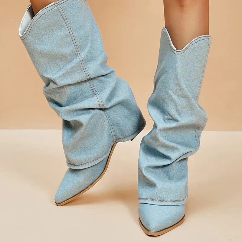SORELLE Denim Laarzen Met Strik Detail