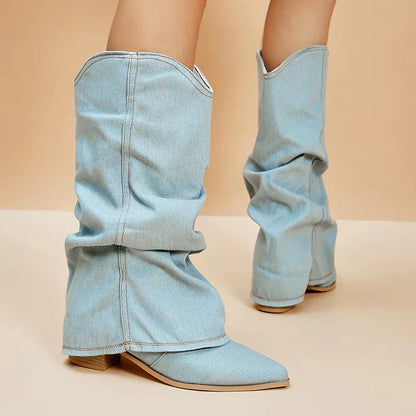SORELLE Denim Laarzen Met Strik Detail