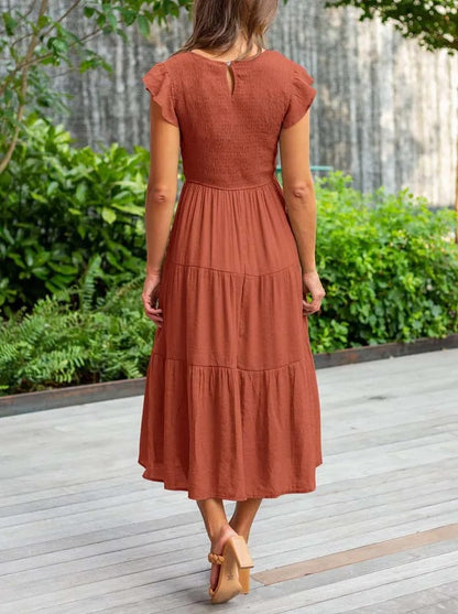 Zomerjurk Ruches Vrouwelijke Taille Jurk